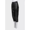 Black high-waist leather trousers