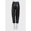 Black high-waist leather trousers