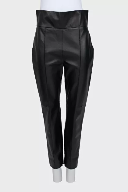 High-waisted leather pants