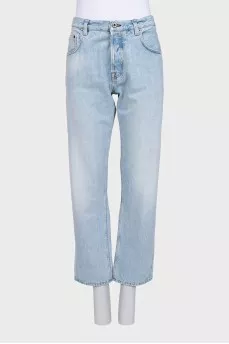 Low-rise straight jeans with logo