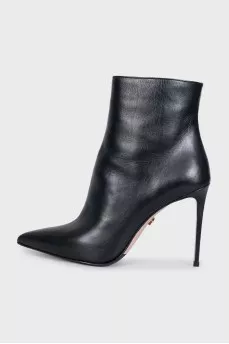 Black leather ankle boots with heels