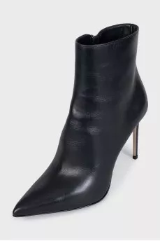 Black leather ankle boots with heels