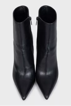 Black leather ankle boots with heels