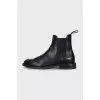 Men's black leather boots