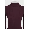 Burgundy-colored fitted dress