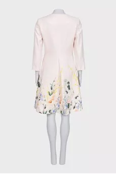 Fitted coat in floral print with tag