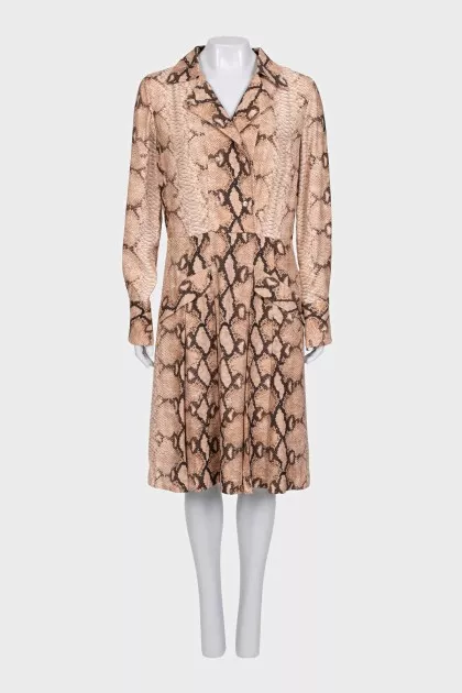 Fitted dress with animal print