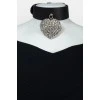 Choker with wide strap and heart