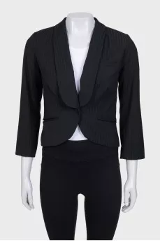 Cropped striped jacket with a button