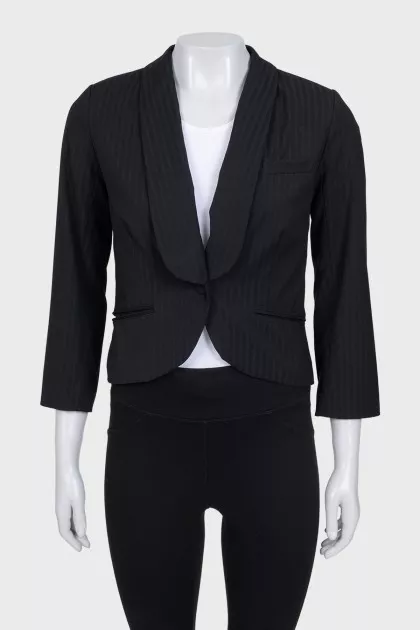 Cropped striped jacket with a button