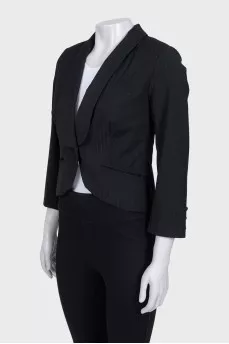 Cropped striped jacket with a button