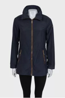 Blue jacket with a hidden hood