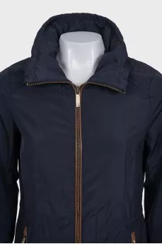 Blue jacket with a hidden hood