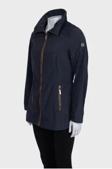 Blue jacket with a hidden hood