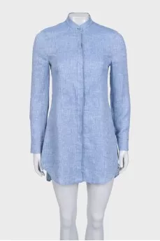Linen blue fitted dress