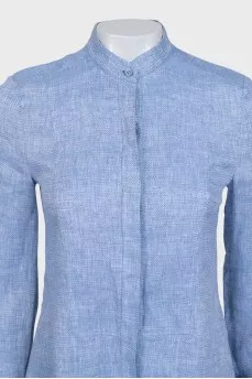 Linen blue fitted dress