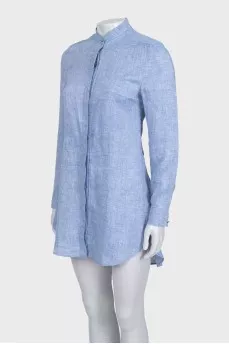 Linen blue fitted dress