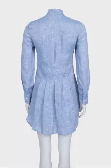 Linen blue fitted dress