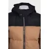 Brown down jacket with a hood