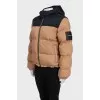 Brown down jacket with a hood