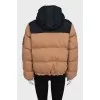 Brown down jacket with a hood
