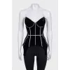 Velvet corset top with rhinestones