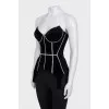 Velvet corset top with rhinestones