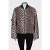 Bomber jacket with voluminous printed sleeves