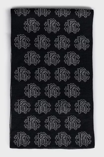 Printed wool scarf with tag