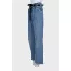 Blue straight-leg jeans with patch pockets