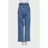 Blue straight-leg jeans with patch pockets