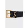 Black leather belt Cassandre