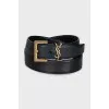 Black leather belt Cassandre