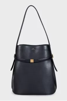 Black leather bucket bag