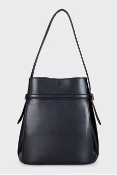 Black leather bucket bag