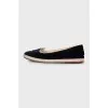 Black ballet flats with embroidery