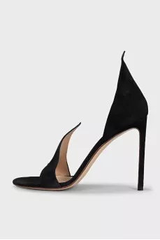 Black suede heeled sandals
