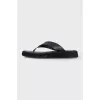 Black suede flip flops