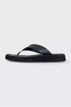 Black suede flip flops