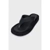 Black suede flip flops