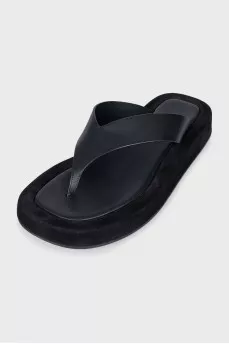 Black suede flip flops