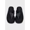 Black suede flip flops