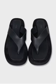 Black suede flip flops