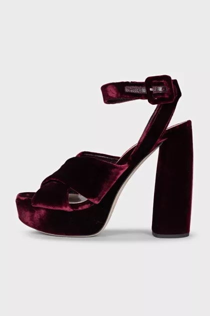 Red velvet sandals
