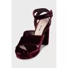 Red velvet sandals