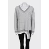 Gray pullover with striped print