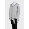Gray pullover with striped print
