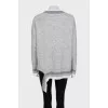 Gray pullover with striped print