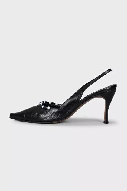 Black slingbacks with heels