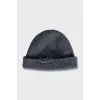 Gray wool hat with brand logo